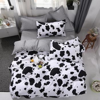 New bed linen Bedding Set black Cow Curve Duvet Cover Flat Sheet Pillowcase Quilt Cover Bed Set Full Queen King 4pcs bed set